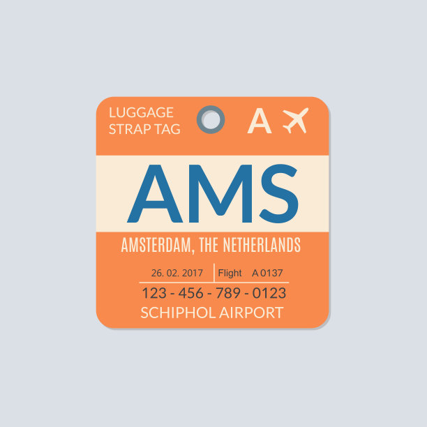 阿姆斯特丹的行李标签。机场行李标签。旅行的标签。矢量插图。图片下载