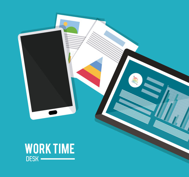 工作时间设计。办公室的图标。彩色插图图片下载