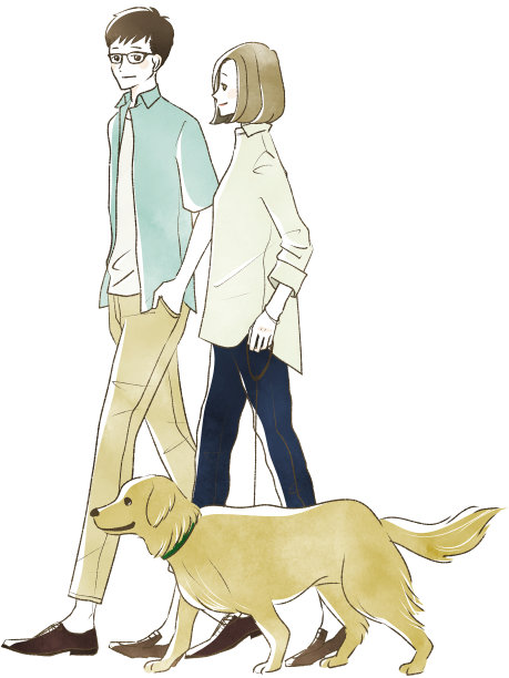 带着狗散步的夫妇图片下载