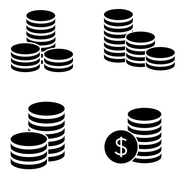硬币堆叠图标，logo，在白色背景上隔离图片下载