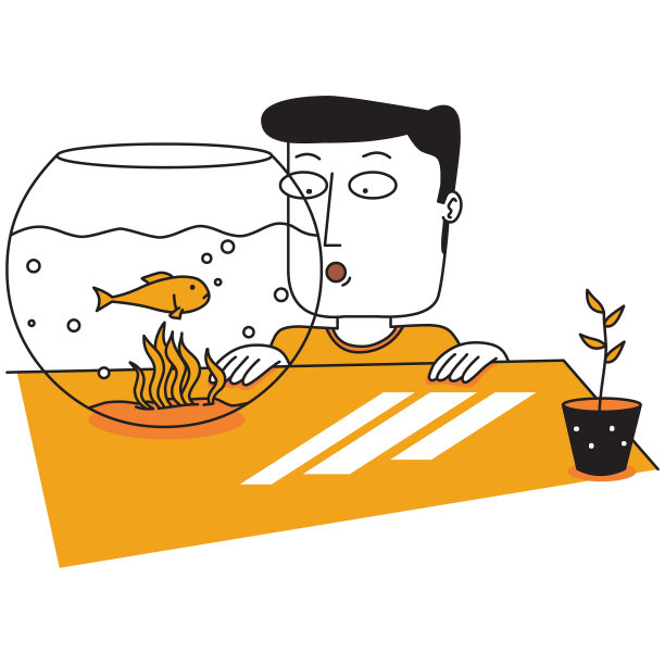 一个人看着罐子里的鱼图片下载