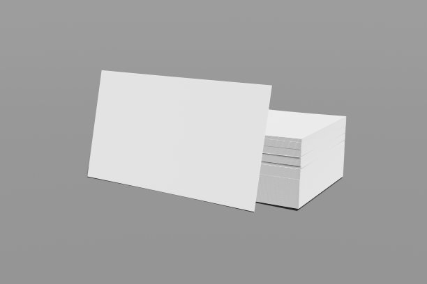 在灰色背景上的空白商务或名片的模型堆栈。三维渲染图片下载