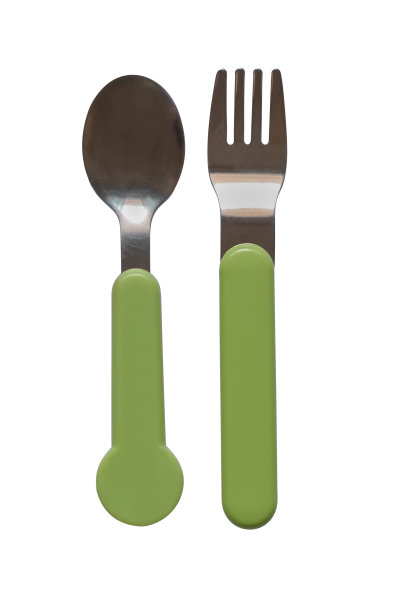 勺子和叉子孤立在白色背景上图片下载