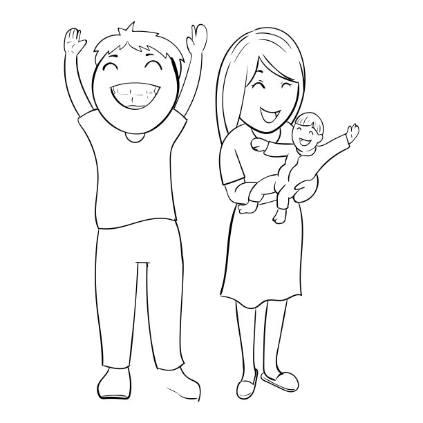 矢量插图快乐的父亲，母亲和婴儿图片下载