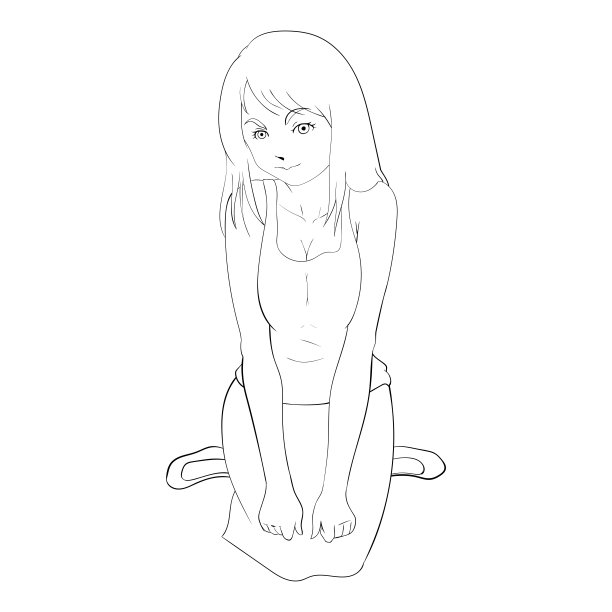 矢量插画女坐在地板上图片下载