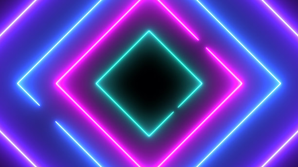 摘要霓虹灯明亮的镜头耀斑在黑色的背景。激光显示彩色横幅广告设计技术图片下载