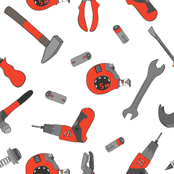无缝模式与维修工具隔离在白色背景。向量图片下载