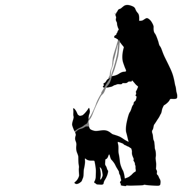 白色背景上的女人和狗的剪影图片下载