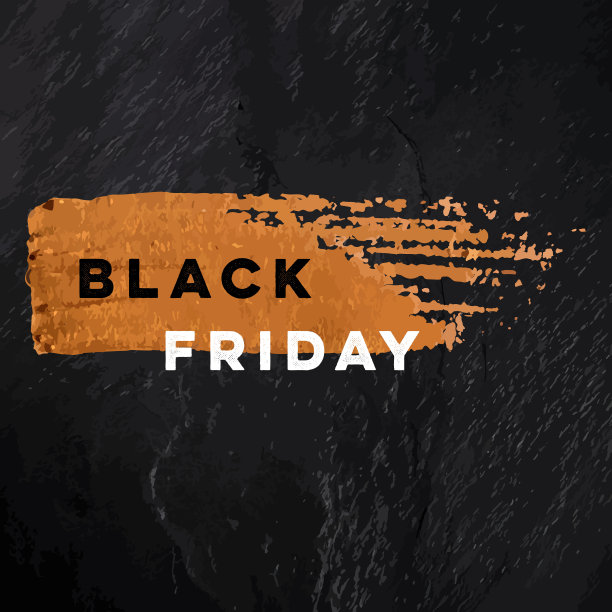 黑色星期五销售矢量旗帜与金色青铜笔触纹理在黑色石板背景，与文字和标志的地方，方形框架图片下载