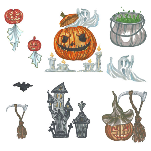 万圣节派对的一组元素图片下载