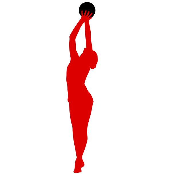 剪影女子体操与球在白色的背景图片下载