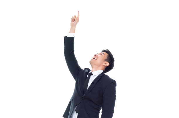 抬头/侧视图/侧面视图/一人/一人/腰部以上20-29岁的成年英俊的中国人/东亚人种男性/年轻人商人/商人站在白人背景前图片下载