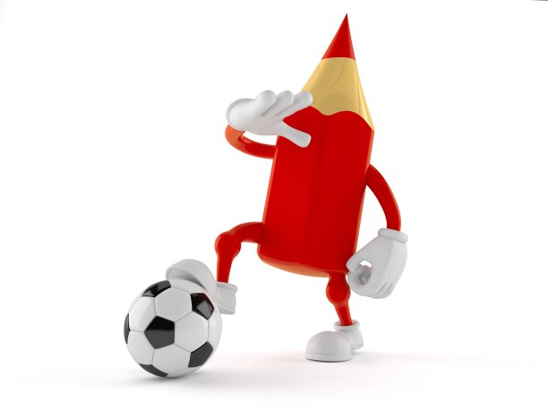 彩色铅笔人物与足球图片下载