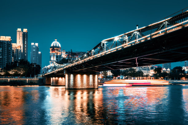 天津，中国，夜景图片下载