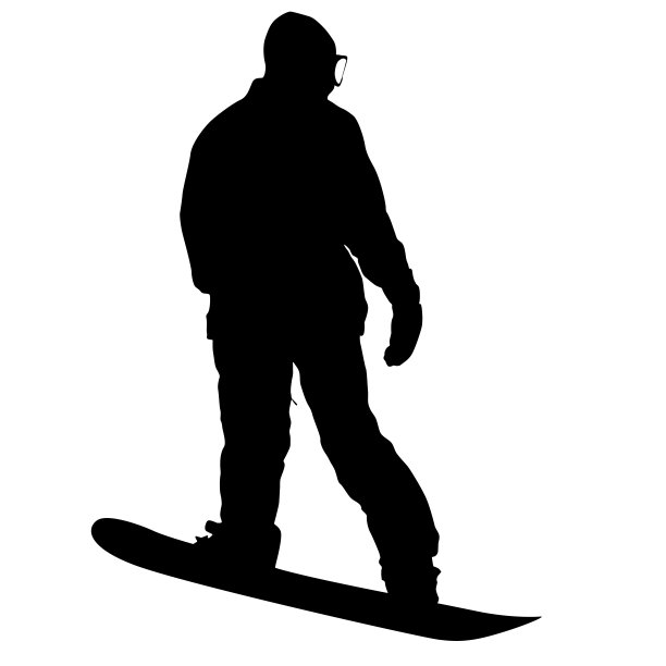 黑色剪影滑雪板上的白色背景插图图片下载