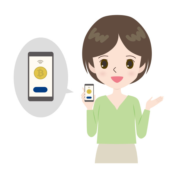 年轻女子用智能手机支付比特币的图片。图片下载