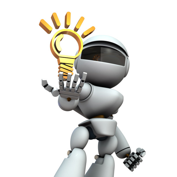 人工智能机器人能提出很棒的想法。白色背景。3 d演示。图片下载