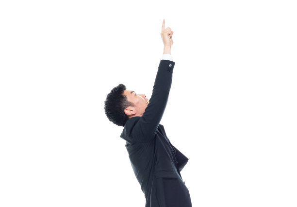 抬头/侧视图/侧面视图/一人/一人/腰部以上20-29岁的成年英俊的中国人/东亚人种男性/年轻人商人/商人站在白人背景前图片下载