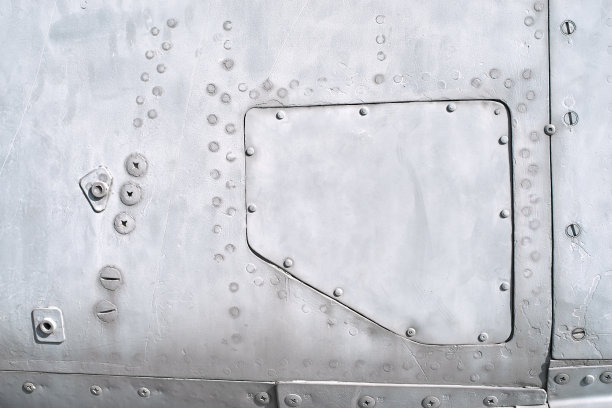 特写灰色铝板飞机金属图片下载