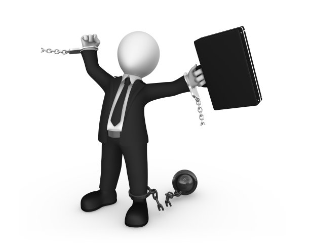 带着破手铐的快乐3d商人。自由企业。图片下载