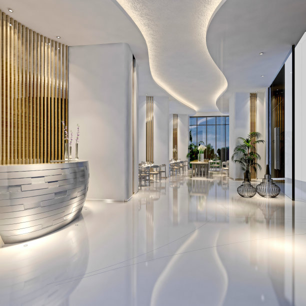 3d渲染建筑内部，前台接待图片下载