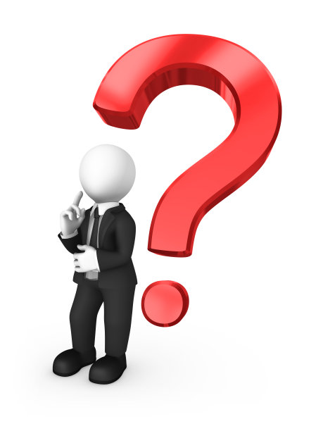 3d渲染的白人商人用红色问号思考图片下载