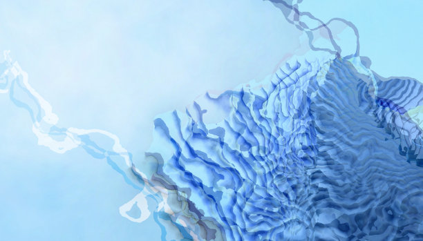 抽象图像从蓝色水彩在一个异国情调和有趣的展示在蓝色的背景图片下载