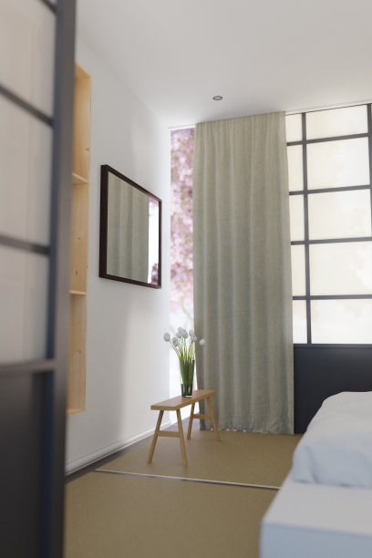 现代风格的传统日本卧室的3d渲染图片下载