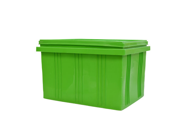 绿色塑料盒包装成品产品上的白色背景。图片下载