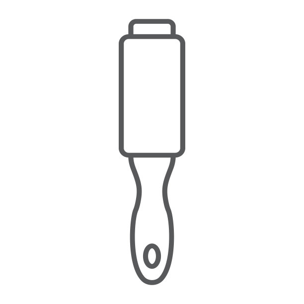 棉绒滚筒衣服细线图标，清洁剂和去除剂，清洁滚筒标志，矢量图形，白色背景上的线性图案。图片下载