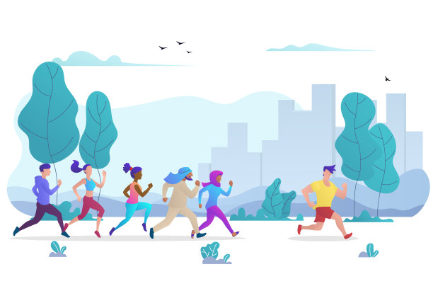一群人在城市公园跑步图片下载