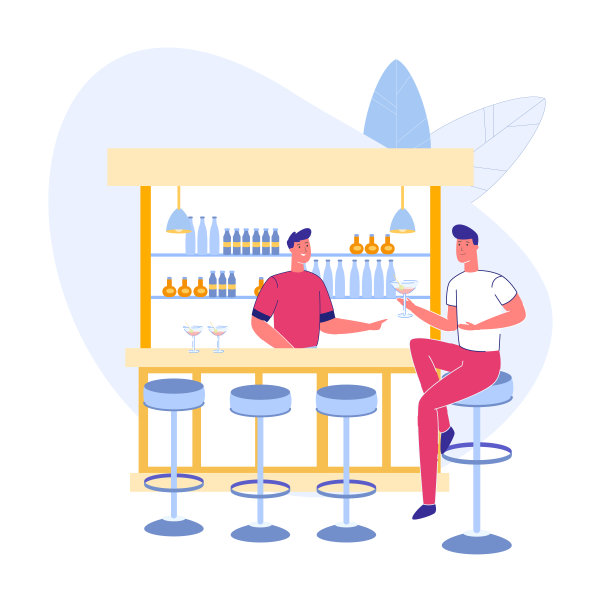 夜生活在酒吧或酒吧招待欢迎客户。图片下载
