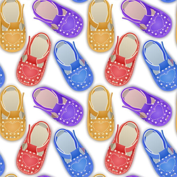 漂亮的小女孩的鞋子，可爱的小女孩的鞋子在白色的背景。图片下载