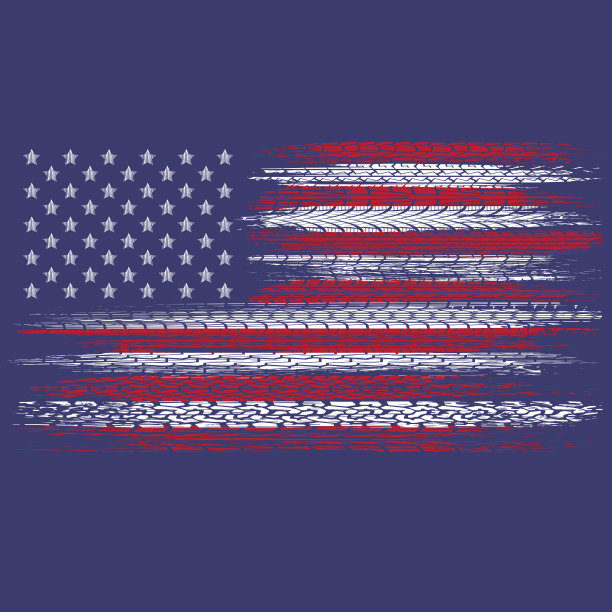 美国轮胎印垃圾旗图片下载