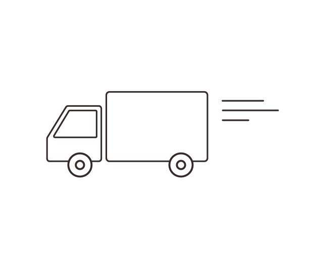 汽车交付图标在移动与黑色线图片下载