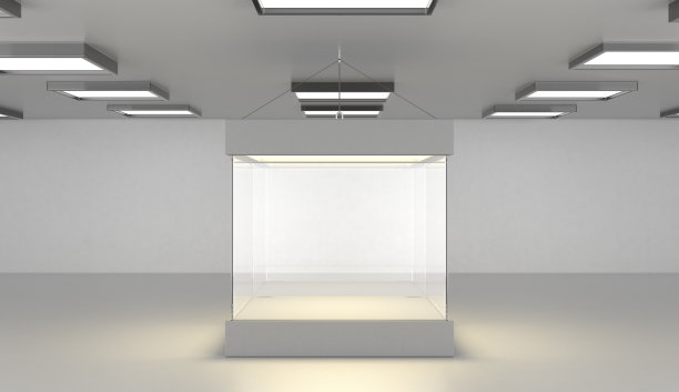 空旷的现代画廊空间与明亮的展示图片下载