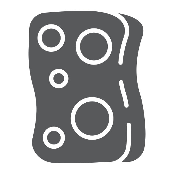 海绵字形图标，洗衣和洗涤，毛巾标志，矢量图形，白色背景上的固体图案。图片下载