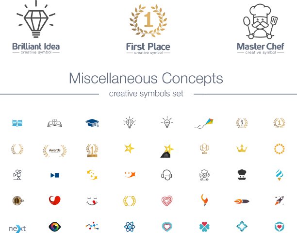 杂项概念创意符号集。图片下载