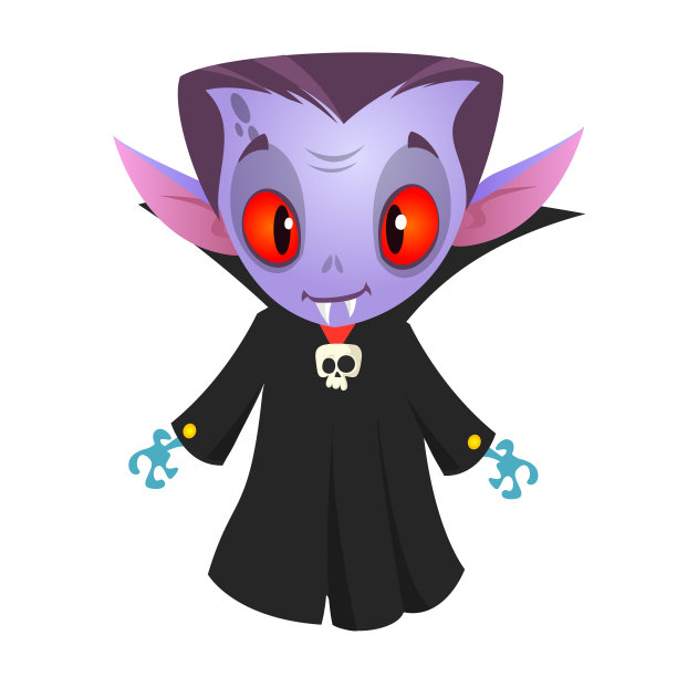 可爱的卡通吸血鬼微笑。矢量图图片下载