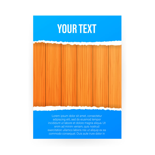 撕纸木纹背景，商业宣传册传单设计布局模板A4大小。图片下载