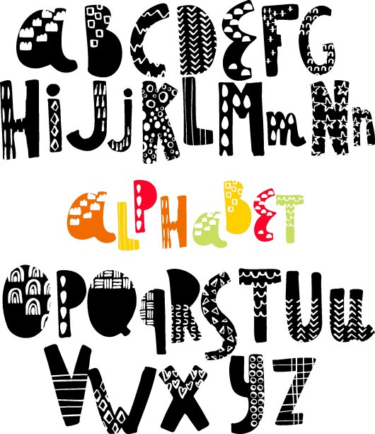 拉丁字母。向量。孤立在白色背景上。图片下载