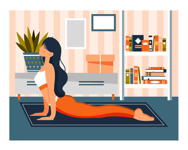 年轻女子在家锻炼身体素材图片