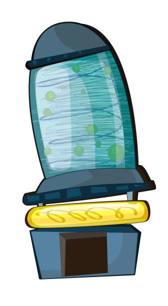 卡通场景与技术玻璃元素在白色背景图片下载