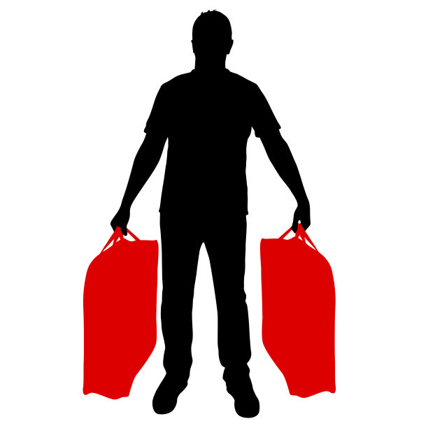 白色背景上，一个拿着公文包的男人的剪影图片下载