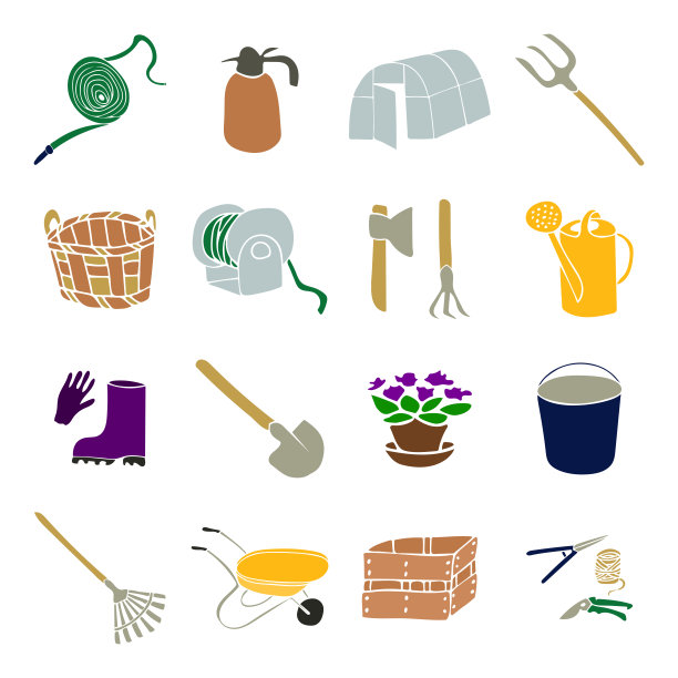 园艺工具的集合。手绘园艺设备。矢量插图。每股收益10图片下载