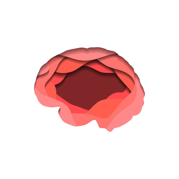 白底纸上剪出的分层人脑。剪纸折纸。矢量图图片下载