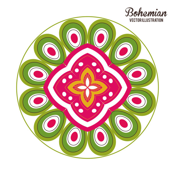 波西米亚风格的设计。装饰图标。彩色的插图图片下载