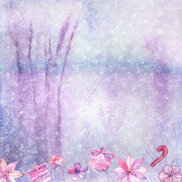 抽象的圣诞图案，有圣诞玩具和圣诞花。图片下载