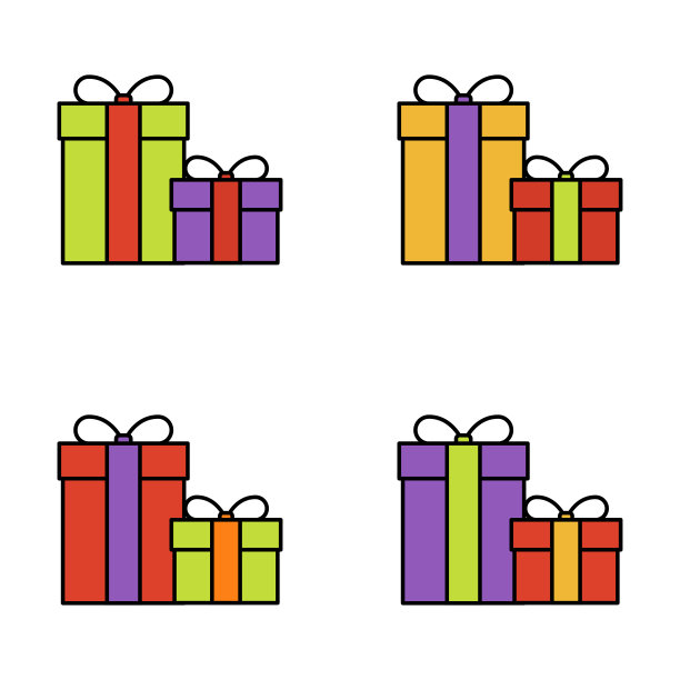 一套礼品盒上的白色背景，矢量插图图片下载