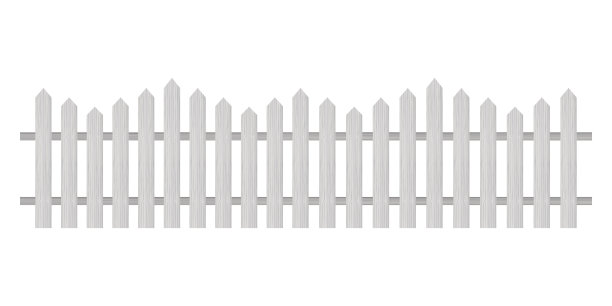 尖桩栅栏，木质纹理，圆形边缘。矢量插图。图片下载